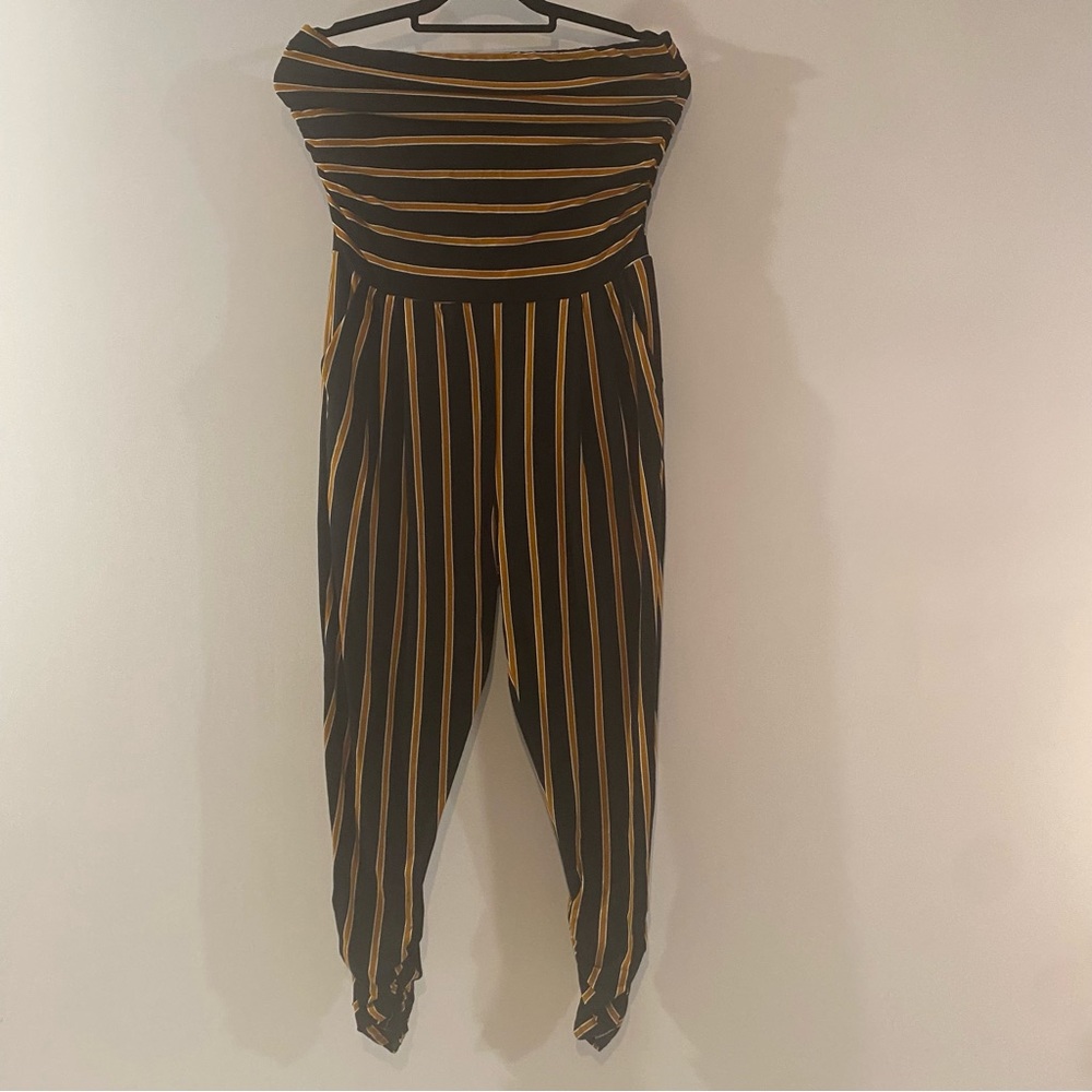 Full Circle Trends Off Shoulder Stripe Gathered Leg Hem Jumpsuit Size XL
